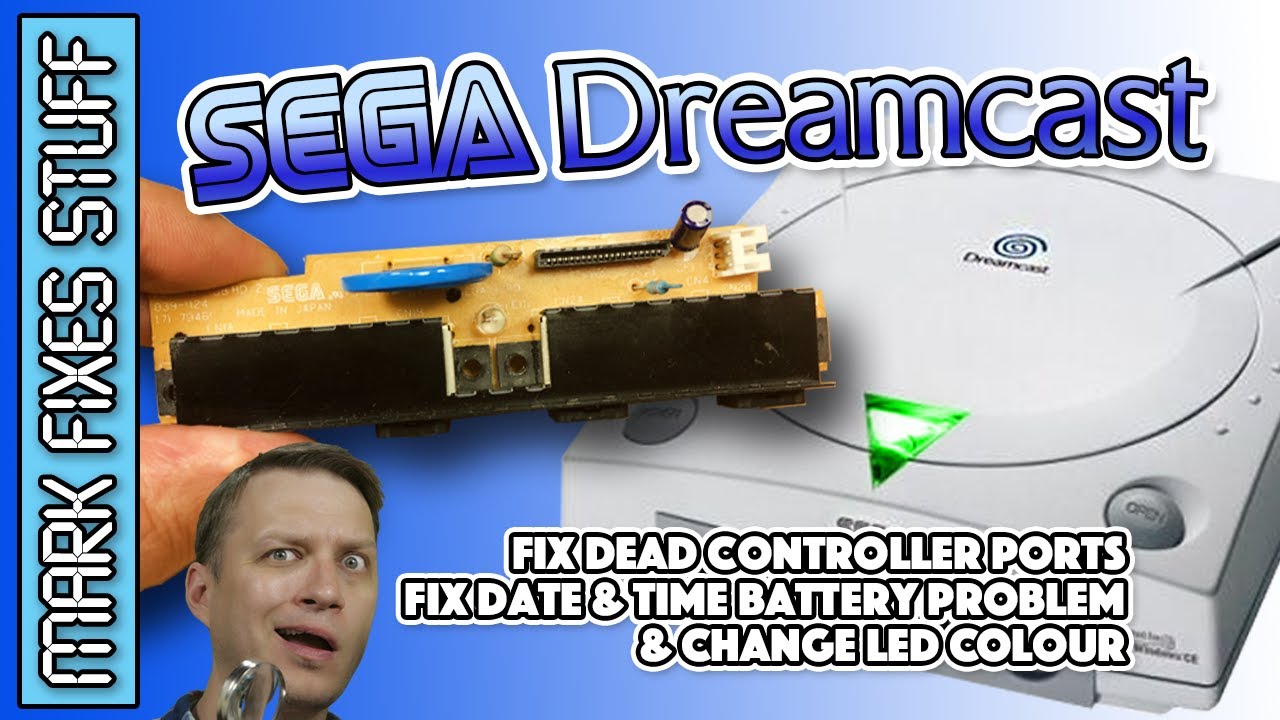 Fixing a Sega Dreamcast Controller Port Fuse, plus  LED Colour Change & Battery Mod!