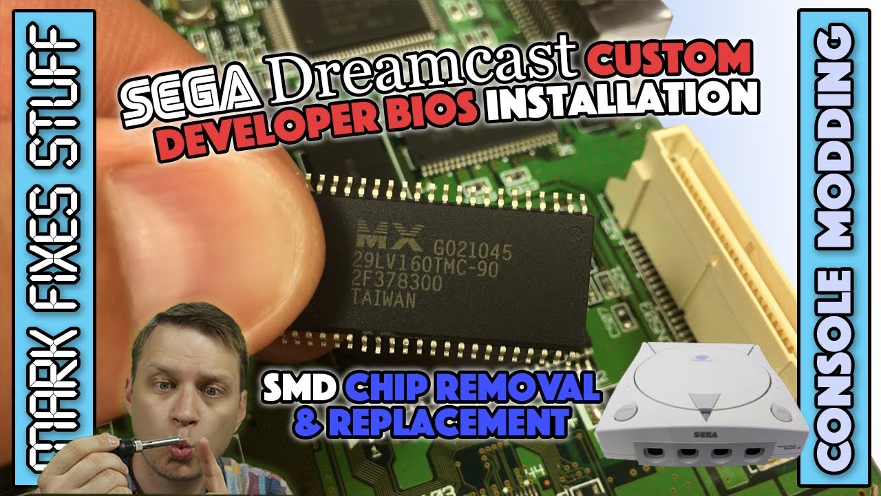 Installing a Sega Dreamcast Custom BIOS: SMD CHIP replacement JAPANESE CAKE!