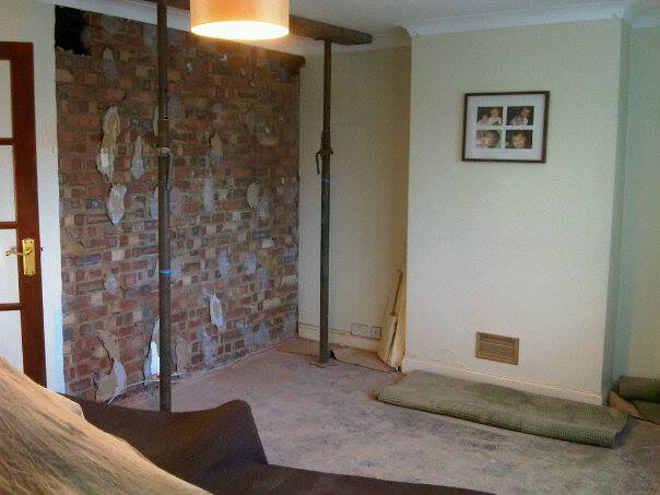 Plasterboard removed on Day one.