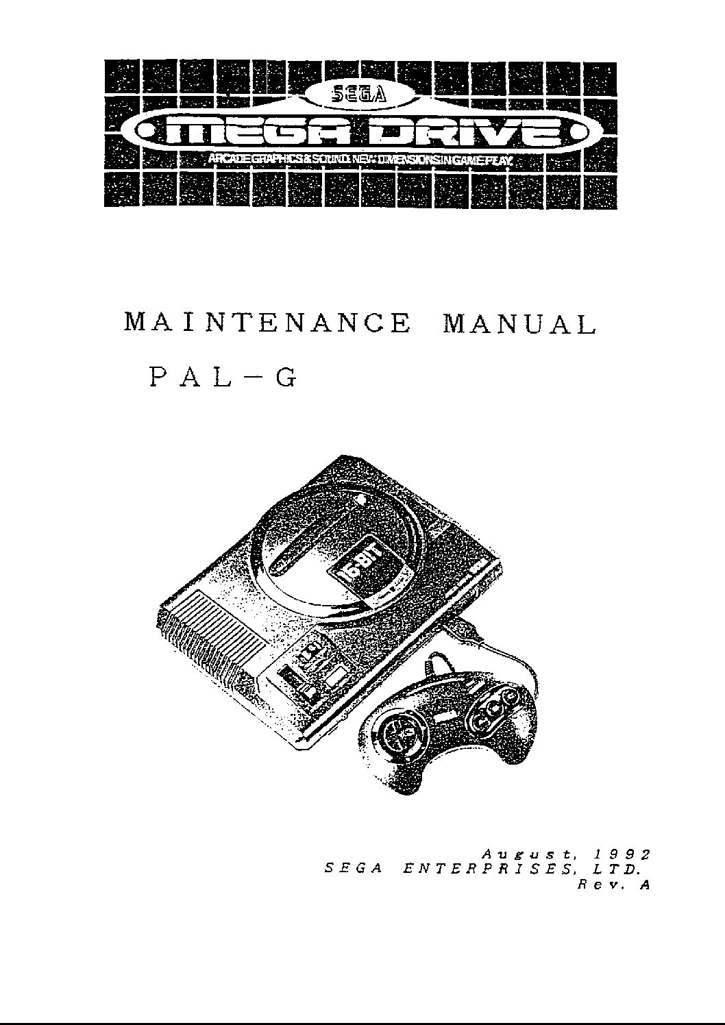 Sega Mega Drive Maintenance Manual (PAL-G, 1992 PDF)