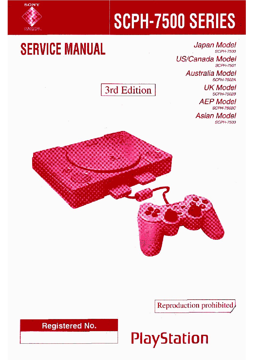 Sony PlayStation SCPH-7500 Series Service Manual, Part 1 (PDF)