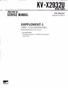 Sony Trinitron KV-X2932U Service Manual (English PDF)