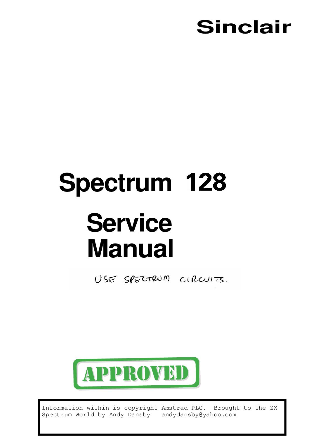 Sinclair ZX Spectrum 128 Service Manual (PDF)