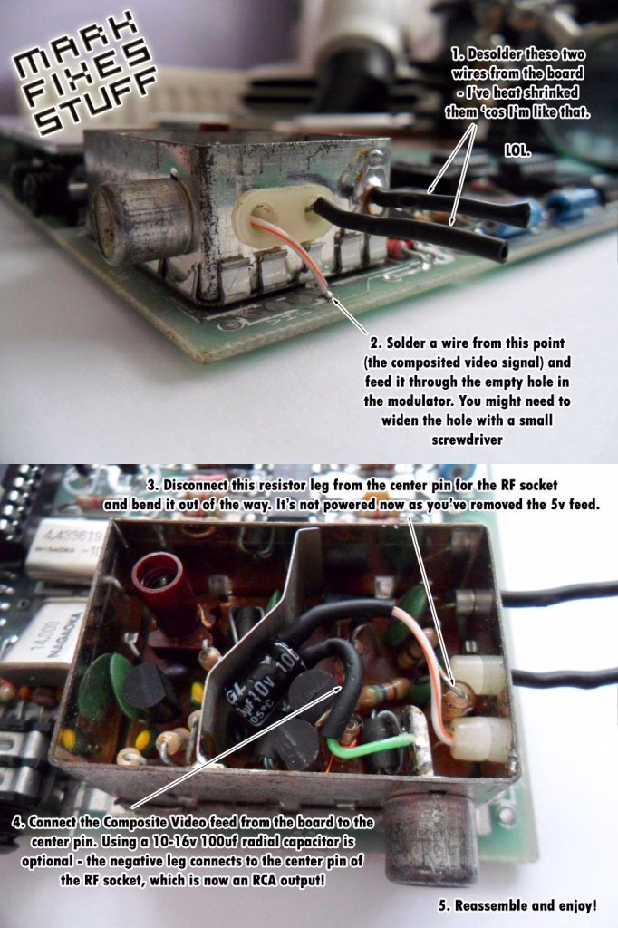 A simple single image tutorial on how to composite mod your Spectrum 48k